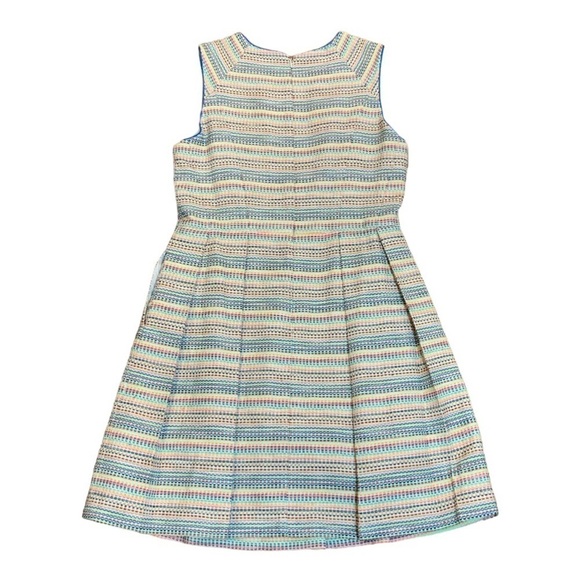 Shoshanna Bridget Prism Pleated Neon Multi-Color Striped  Midi Dress - Size 6 - Picture 5 of 8